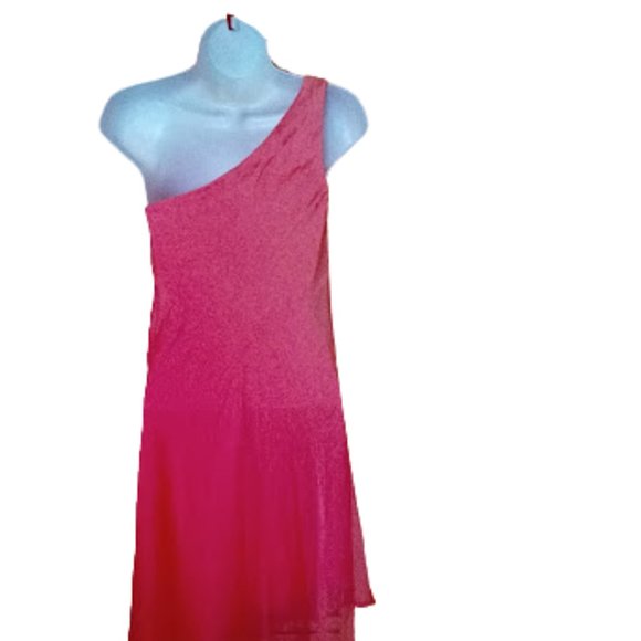 BARBIE CORE   LE CHATEAU  Pink Assymetrical One Shoulder Dress XXS NEW NWT - Picture 4 of 4